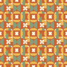 Geometric Wallpaper with Terracotta Flowers