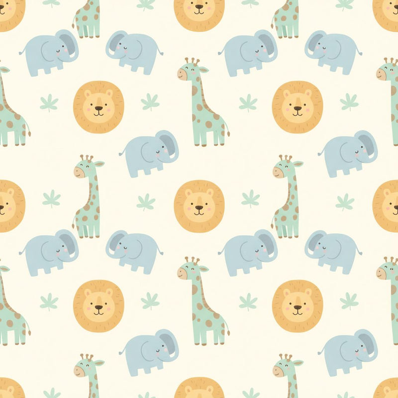 Elephant Wallpaper with Playful Safari Animals