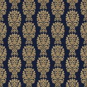 A close-up of the digital illustration wallpaper showing a repeating gold damask ornament pattern on a dark navy background.