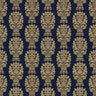 Damask Wallpaper with Gold Ornament on Navy